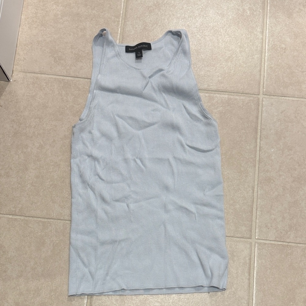 Banana Republic Light Blue Ribbed Tank Top stretchy